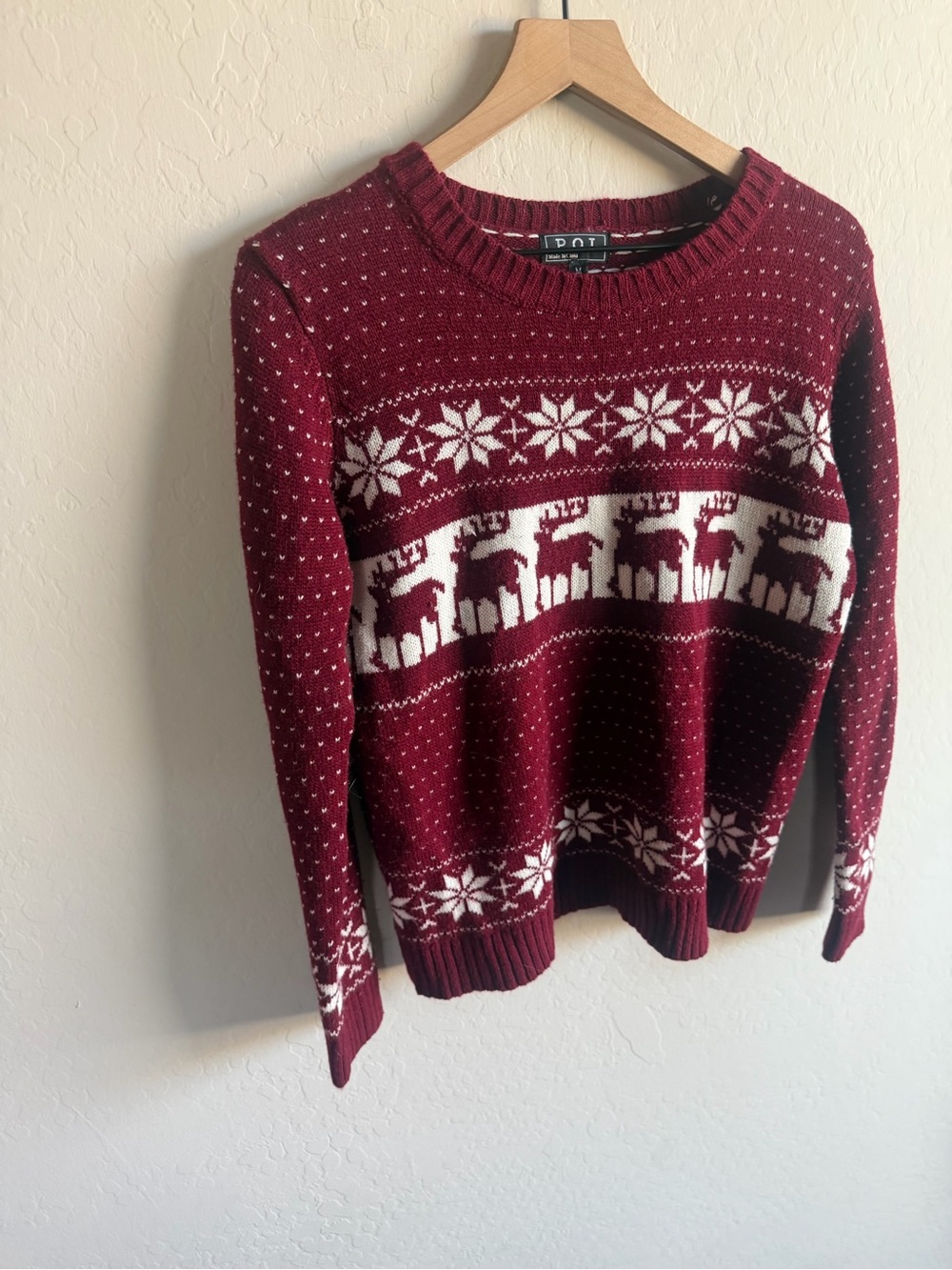 Burgundy Fair Isle Reindeer Sweater Women's Size M Holiday Party Grandpa - Picture 2 of 5